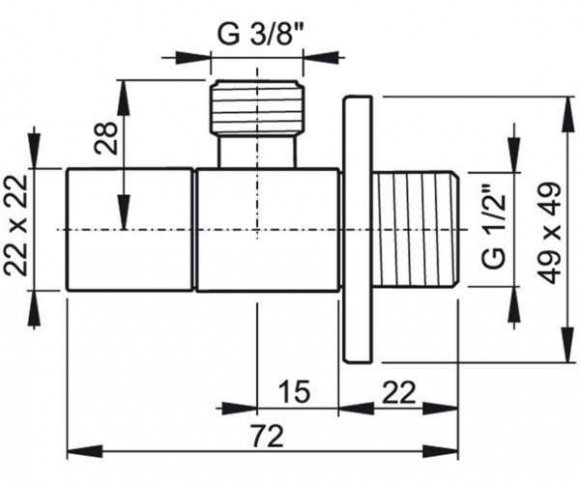 Вентиль угловой Alcaplast 1/2"×3/8", квадратный