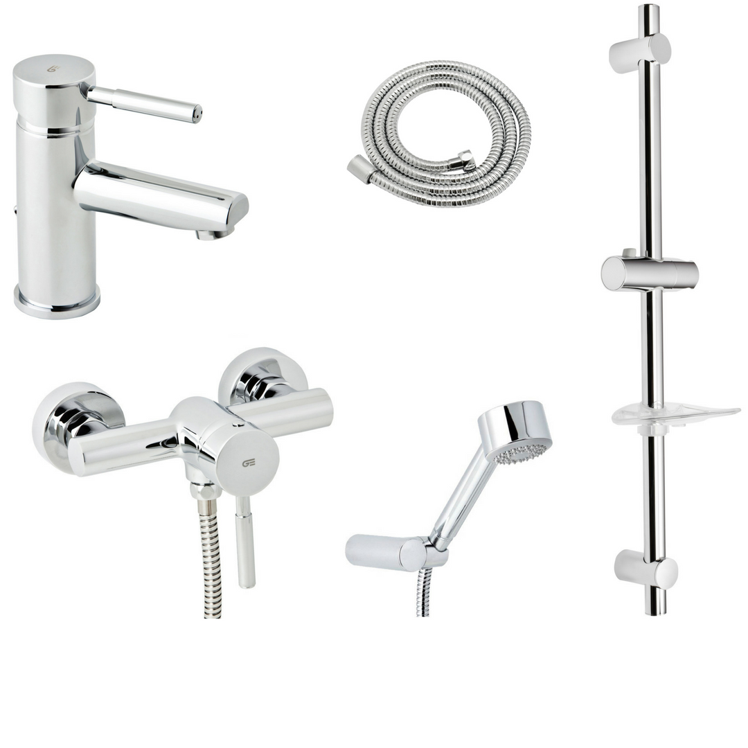 Набор смесителей для ванны и умывальника Genebre Kenjo-Shower со штангой (04TA1D17RO) фото