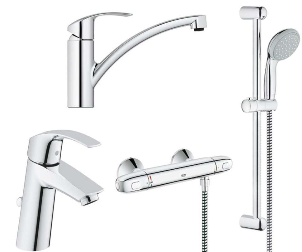 Набор смесителей Grohe Eurosmart 33202002+33265002+33300002+27600 (123248MK1) фото