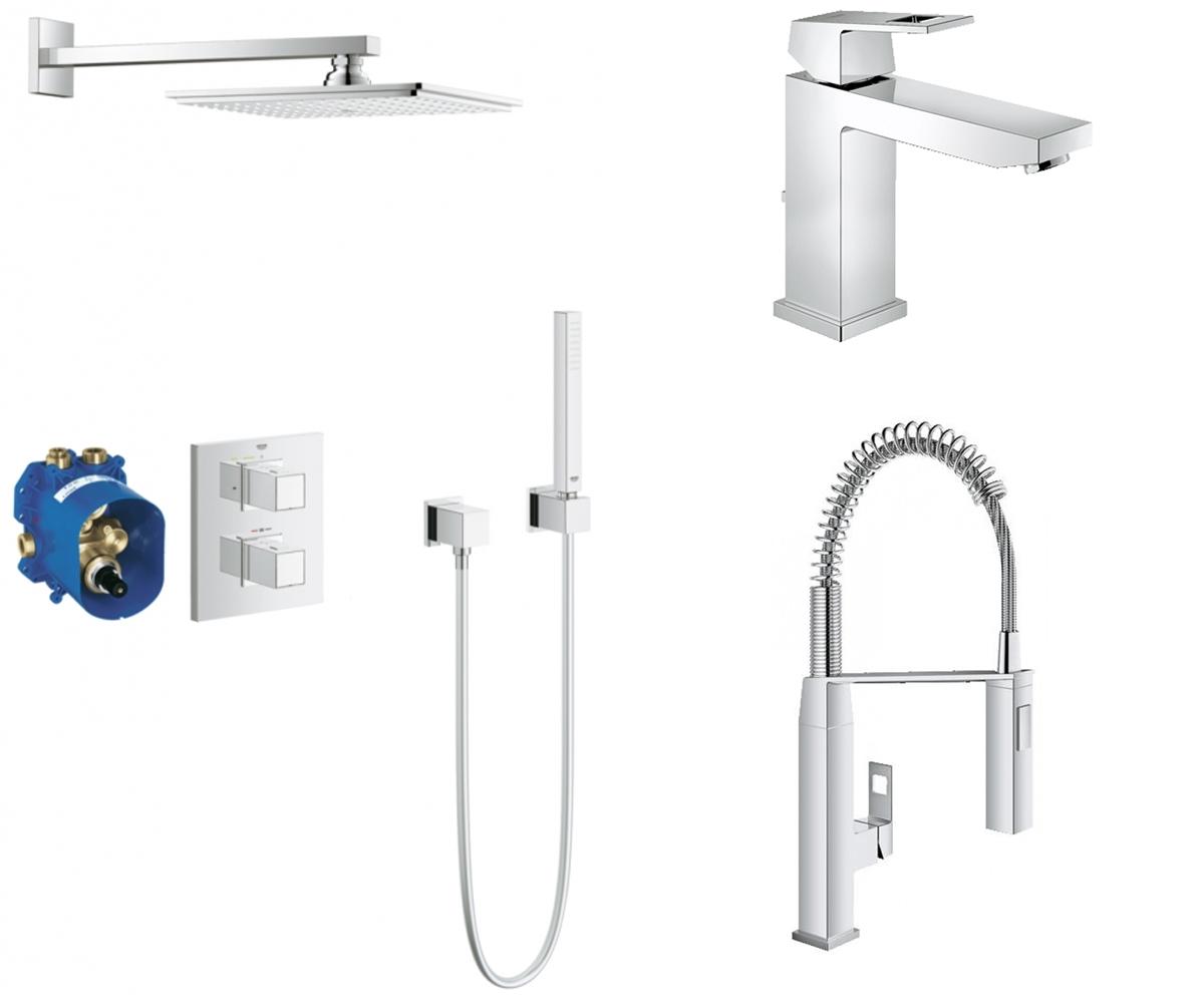Набор смесителей для ванны, умывальника и кухни Grohe (345313) фото