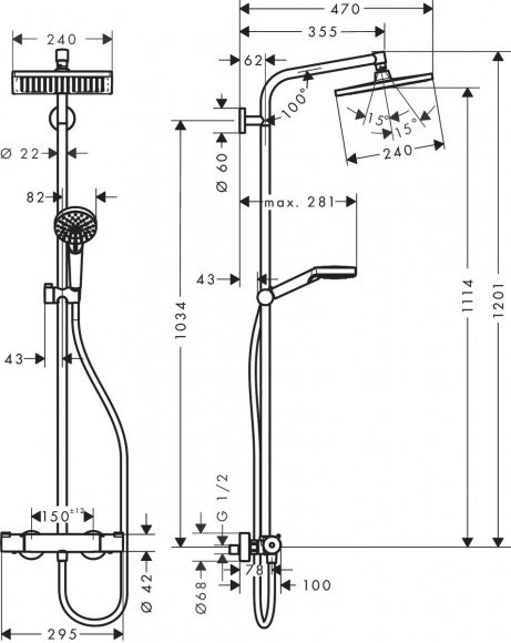 Душевая система Hansgrohe Crometta E 240 с термостатом (27281000)