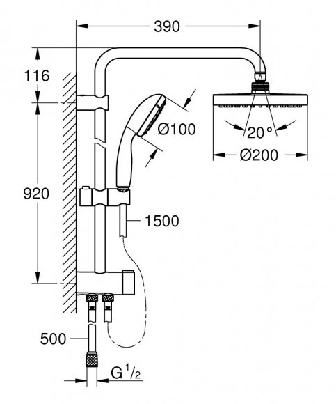 Душевая система Grohe New Tempesta 200 сез смесителя (26452001)