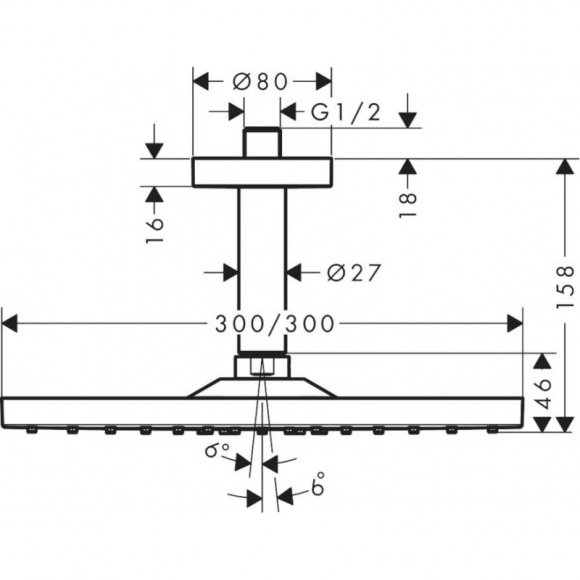 Верхний душ Hansgrohe RAINDANCE E 300 (26251000)