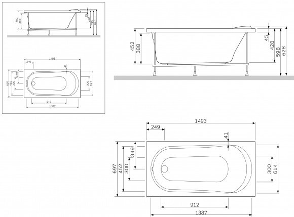 Панель фронтальная для ванны AM PM SPIRIT 170x70 см (W72A-170-070W-P2)