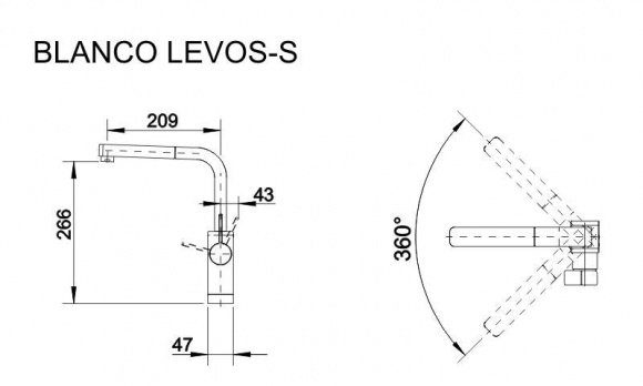 Смеситель кухонный Blanco Levos-S нержавеющая сталь зеркальная полировка (514918)