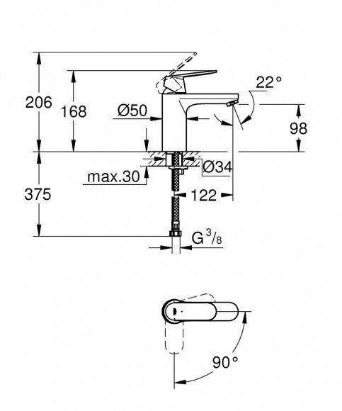 Смеситель для умывальника Grohe Eurosmart Cosmopolitan (2339800E)