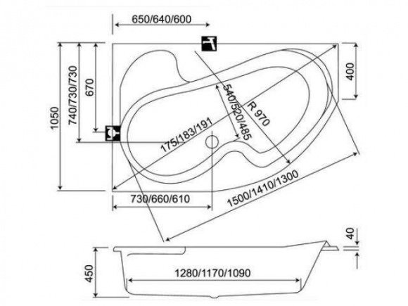 Ванна акриловая Koller Pool Montana 150х105 правая\ (MONTANA150X105R)