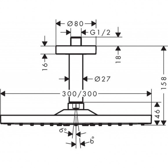 Верхний душ Hansgrohe RAINDANCE E 300 (26250990)