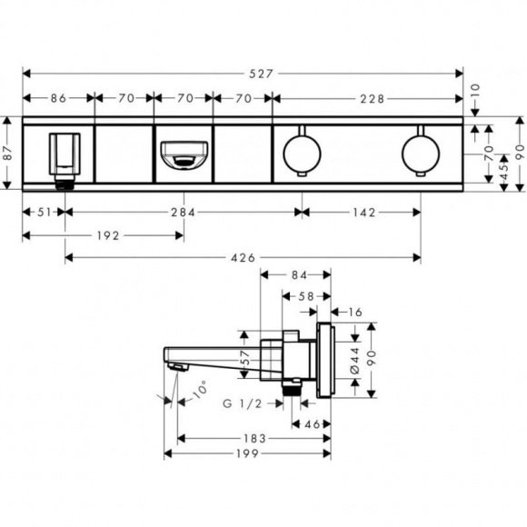 Смеситель для ванны скрытого монтажа Hansgrohe RainSelect термостатический (15359600)