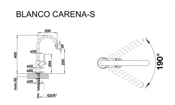 Смеситель кухонный Blanco Carena-S антрацит (520980)