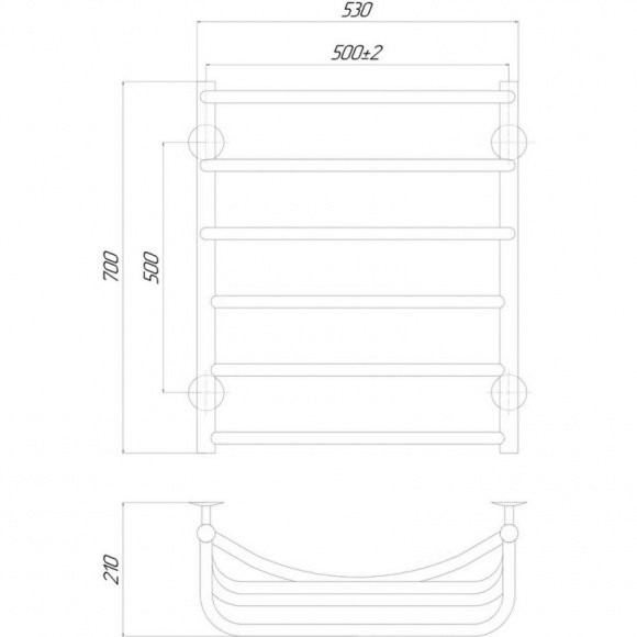 Полотенцесушитель электрический  Q-tap Cascade  P6 500х700 LE (QTCASP6500700LE)