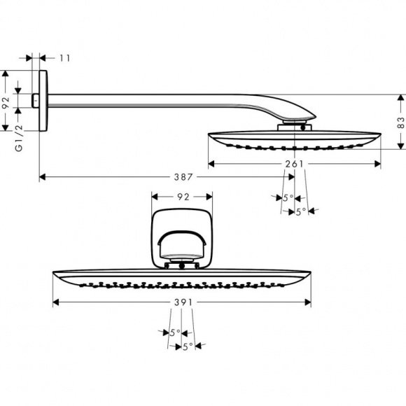 Верхний душ Hansgrohe PuraVida 400 EcoSmart (26602400)