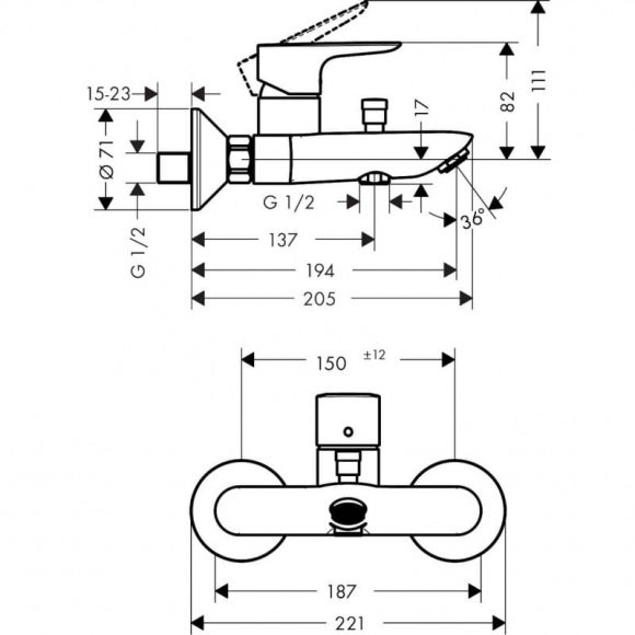 Смеситель для ванны Hansgrohe Talis E (71740990)