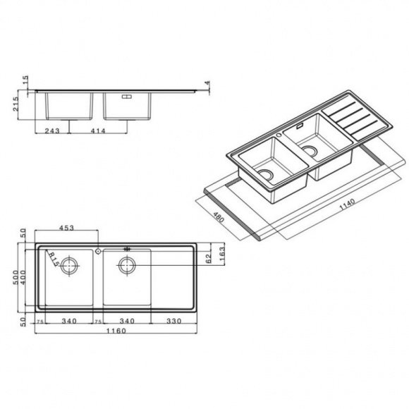 Кухонная мойка Apell Linear Plus Polish (LNP1162FLBC)