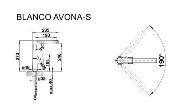 Смеситель кухонный Blanco Avona-S хром (521277)