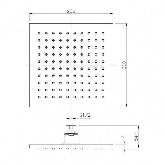 Верхний душ Imprese 200х200 мм латунь (SQ200B)