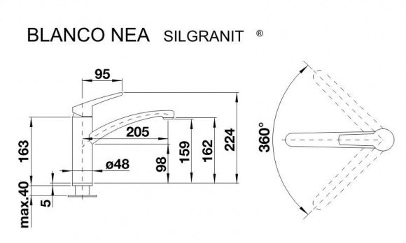 Смеситель кухонный Blanco Nea Silgranit серый беж (519410)