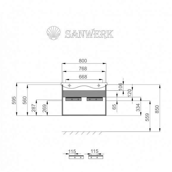 Тумба SANWERK ALESSA AIR 80 с умывальником Канте (MV0000604)