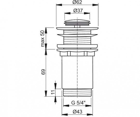 Донный клапан для умывальника Alcaplast без перелива (A394)