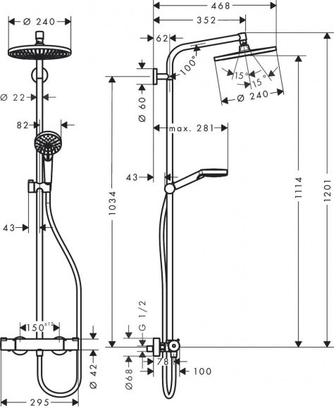 Душевая система Hansgrohe Crometta S 240 с термостатом (27268000)