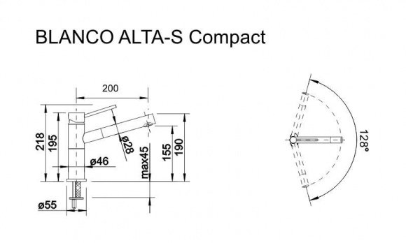 Смеситель кухонный Blanco Alta-S Compact нержавеющая сталь (517182)