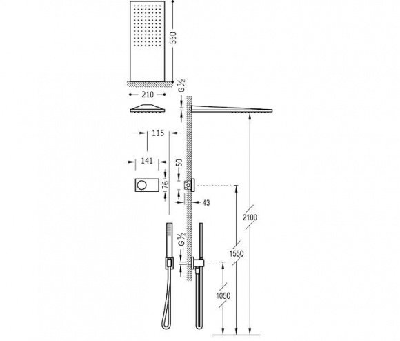 Душевая система Tres Shower Technology с электронным термостатом (9288551)