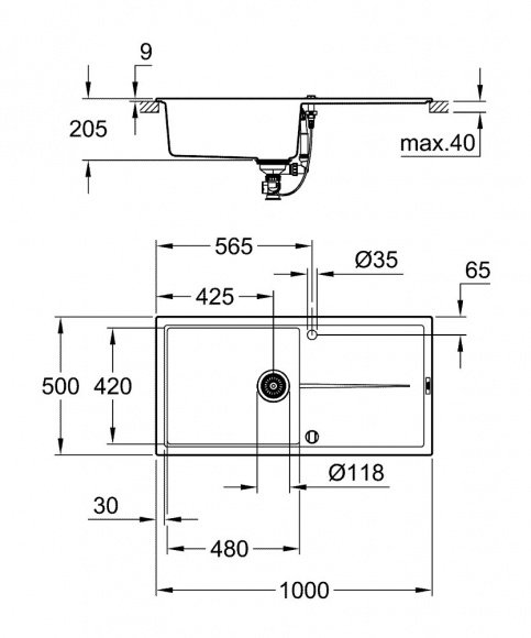 Кухонная мойка Grohe EX Sink K400 (31641AP0)