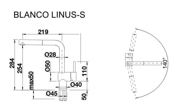 Смеситель кухонный Blanco Linus-S керамика черный (516708)