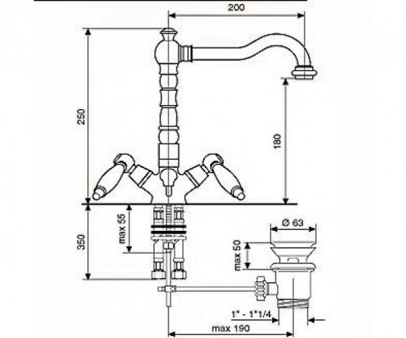 Смеситель для умывальника EMMEVI DECO ceramica (BR121613)