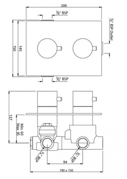 Смеситель для ванны Jaquar Florentine скрытого монтажа термостатический (FLR-CHR-5693)