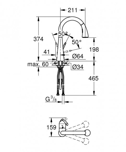 Смеситель кухонный Grohe Zedra нержавеющая сталь (32294SD1)