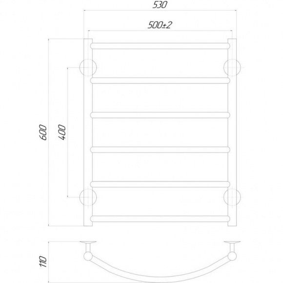 Полотенцесушитель электрический  Q-tap Classic  P6 500х600 RE (QTCLSP6500600RE)