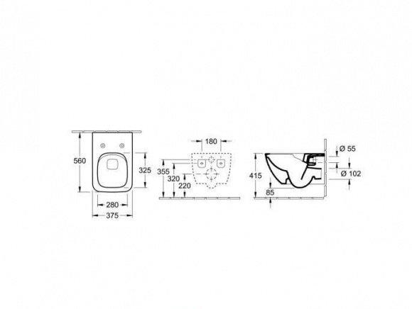 Унитаз подвесной Villeroy&Boch Venticello без ободка + сиденье Soft Close Slim (4611RSR1)