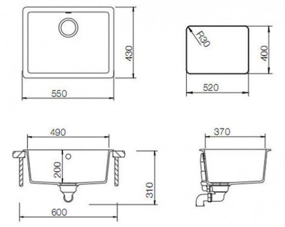 Кухонная мойка Teka Radea 490/370 TG алебастр (40143665)