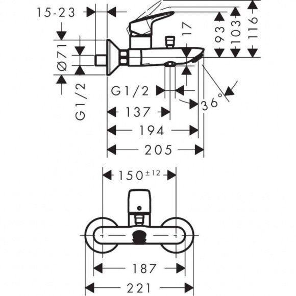 Смеситель для ванны Hansgrohe Logis (71401000)