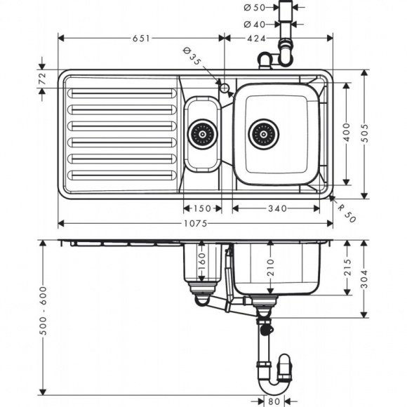 Кухонная мойка Hansgrohe S4111-F540 (43342800)