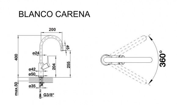 Смеситель кухонный Blanco Carena серый беж (520978)