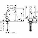 Смеситель для умывальника Hansgrohe Logis Classic двухвентильный (71272000) 154095