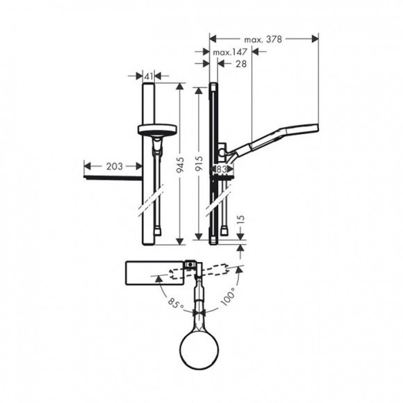 Душевой гарнитур Hansgrohe Rainfinity 130 (27671000)