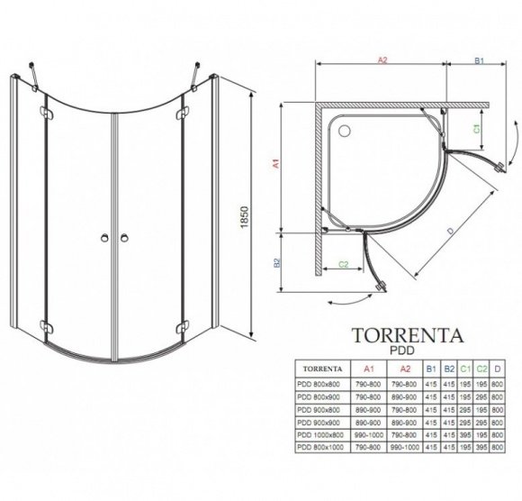 Душевая кабина Radaway Torrenta PDD 100x100 см графит (31620-01-05N)