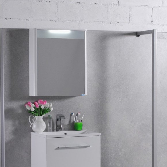 Зеркальный шкаф Fancy Marble МС Santorini 600 белый (МС-Sant Б)