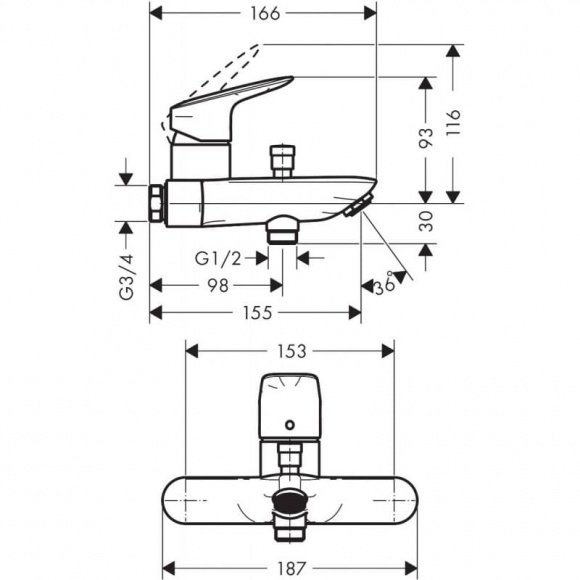 Смеситель для ванны Hansgrohe Logis (71430000)