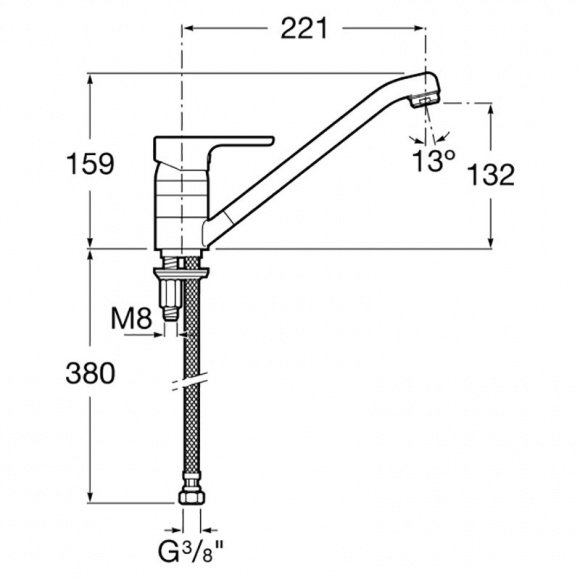 Смеситель кухонный Roca L20 хром (A5A8909C00)