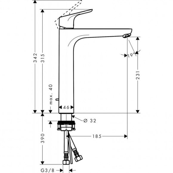 Смеситель для умывальника Hansgrohe Focus 230 с донным клапаном (31531000)