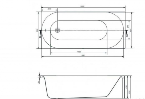 Ванна акриловая Cersanit Mito Red 160x70 прямоугольная + ножки (AZBR1000663610)