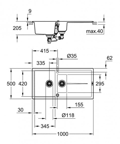 Кухонная мойка Grohe EX Sink K400 (31642AP0)