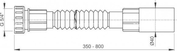 Гибкое соединение Alcaplast 5/4"×40 для сливных систем, пластик (A73)