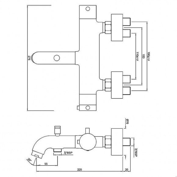 Смеситель для ванны Jaquar Florentine термостатический (FLR-CHR-5657)