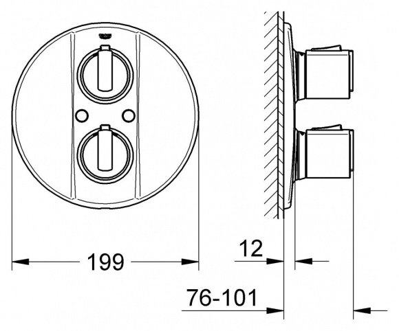 Наружная часть смесителя для душа Grohe Grohetherm 2000 термостатический(19354000)