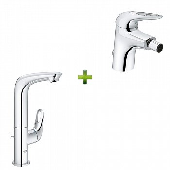 Смеситель для биде Grohe Eurostyle New хром + Смеситель для умывальника Grohe Eurostyle New L хром фото